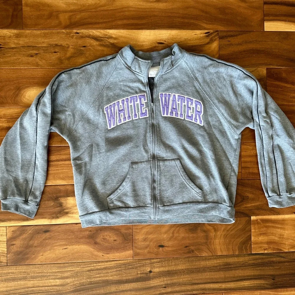 Jansport UW-Whitewater Zip-Up Cropped Grey Sweatshirt size XL